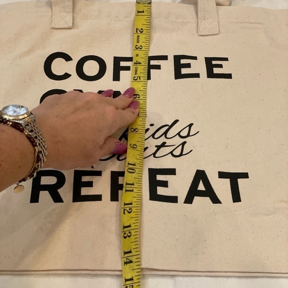 💐5/25 coffee Gym “take kids to sports” reusable shopping bag large tote new - Picture 6 of 11